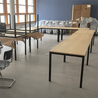 Bürotisch Arbeitstisch Meeting Metal gestell schwarz lackiert Esche furniert